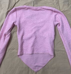 Cute Pink Textured Square Neck Top