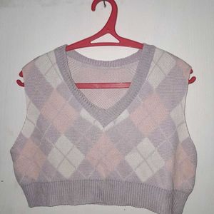 Argyle Knit Vest Sweater
