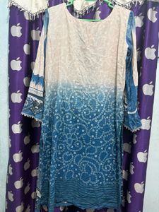 Elegant Blue Ombre Kurta Set with Dupatta