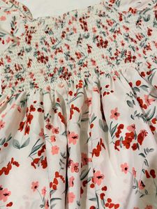 Floral Smocked Square Neck Top