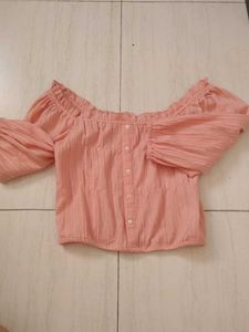 Chic Off-Shoulder Peach Blouse