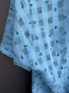 Retro Blue Plaid Short Sleeve Shirt