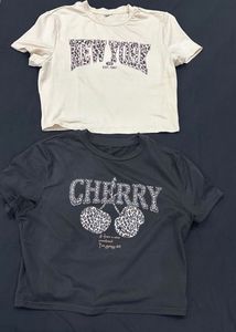 Graphic Print Crop Tops - Set of 2