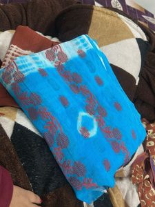 Blue Embroidered Dress Material