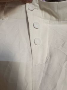 Cream High-Waisted Wide-Leg Pants