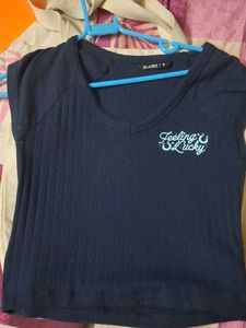 Zudio "Feeling Lucky" Navy Blue Top