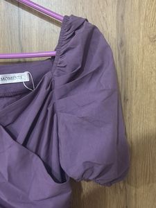 Stylish Purple Puff Sleeve Dress
