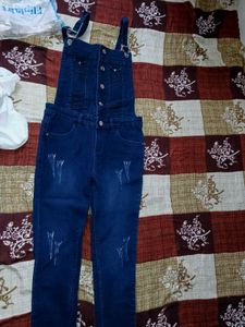Trendy Ripped Denim Overalls with T-shirt