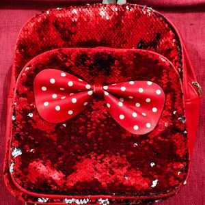 Red Sequin Backpack with Bow