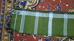 Green Saree with Silver Border
