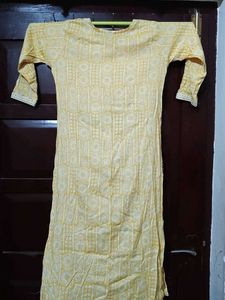 Yellow Printed Kurta with Dupatta