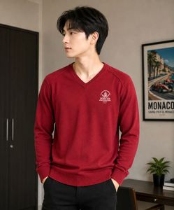 Spykar Men's Red V-Neck Sweater