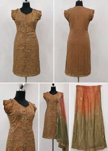 Festive Ethnic Elegant Embroidered Kurta & Dupatta