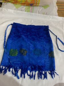 Blue Wrap Skirt with Tassels