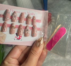 Press On Nails - Pink Polka Dot &amp; Flower