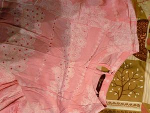 Pink Cotton Kurta with White Lace Details