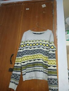 Patterned Knit Pullover Sweater