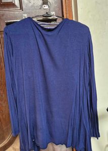 Blue Cardigan &amp; Striped Top Set