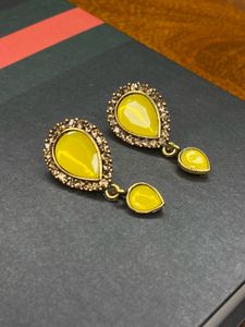 Yellow Teardrop Dangle Earrings