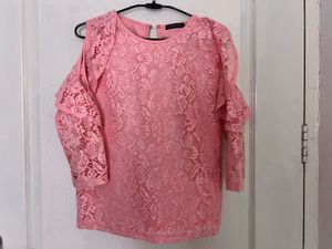Pink Lace Cold Shoulder Top