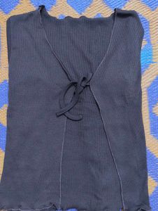 Brown Tie-Front Cardigan Top