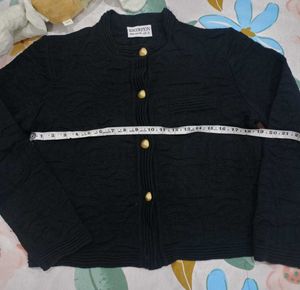 Vintage Textured Black Cardigan