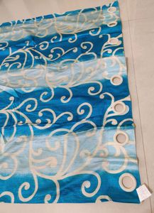 Blue &amp; Off White Curtains Set Of 2