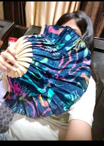 Colorful korean  Hand Fan wood and cloth
