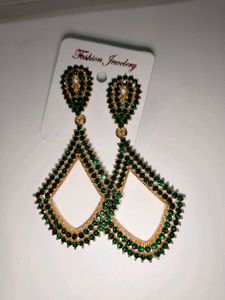 Sparkling Green Gemstone Dangle Earrings