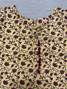 Mustard Yellow Floral Print Kurta Set with Dupatta