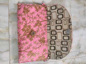 Pink Embroidered Clutch