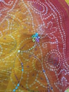 Vibrant Bandhani Saree with Embellishments