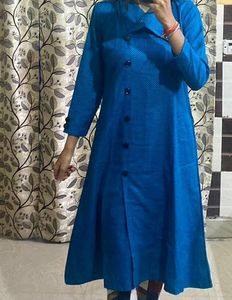 Teal Button-Down Dress Without Belt