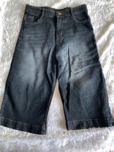 Wide Leg Cropped Denim Jeans