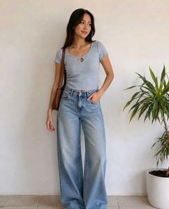 Powder blue ribbed top(fixed price)