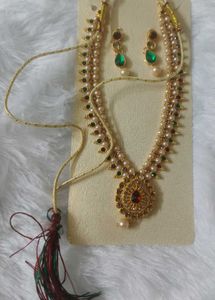 Elegant Pearl &amp; Stone Necklace Set