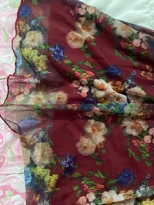 Floral Print Sheer Overlay vintage Dress