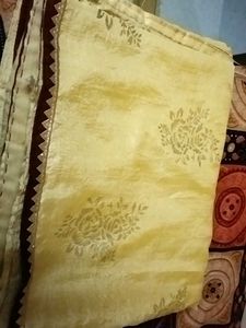 Elegant Yellow Floral Saree with blouse