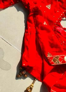 Beautiful Red Georgette designer Saree With blouse