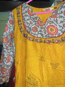 Yellow Floral Print Kurta