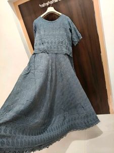 Stylish Grey Chikankari Gawn