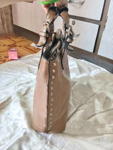 Studded Faux Leather Tote Bag