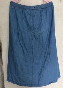 Denim Button-Front Midi Skirt