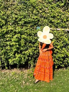 Vibrant Orange ethnic skirt