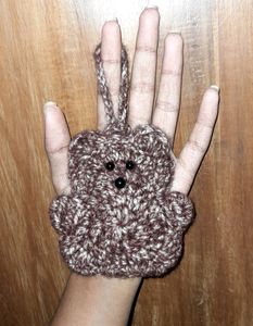 Crochet Small Teddy Bear Pouch [Brown - White]