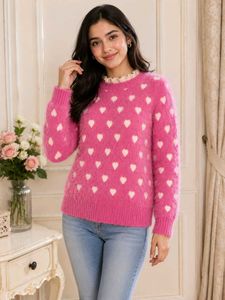 Pink heart Fluffy Sweater