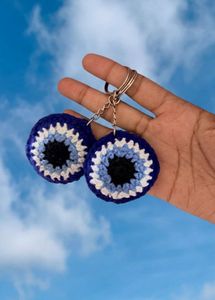 Crocheted Evil Eye Keychain Set of 2