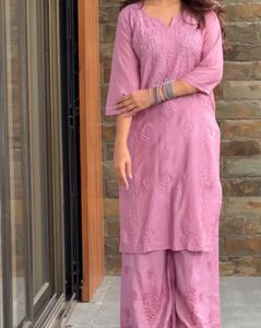silk chikankari Kurta Set with Palazzo Pa