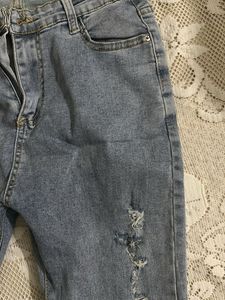 Distressed Cropped Denim Jacket with jeans size 33