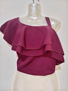 Chic Ruffled One-Shoulder Top 30"-34" Size S-M
